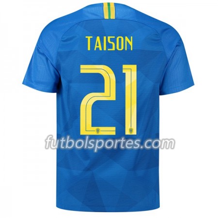 Camisetas Brasil Taison 21 Segunda Equipacion Mundial 2018